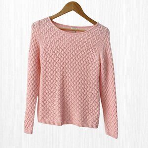 J. Crew Pink Textured Knit Scoop Neck Cotton long sleeve Sweater Size SMALL